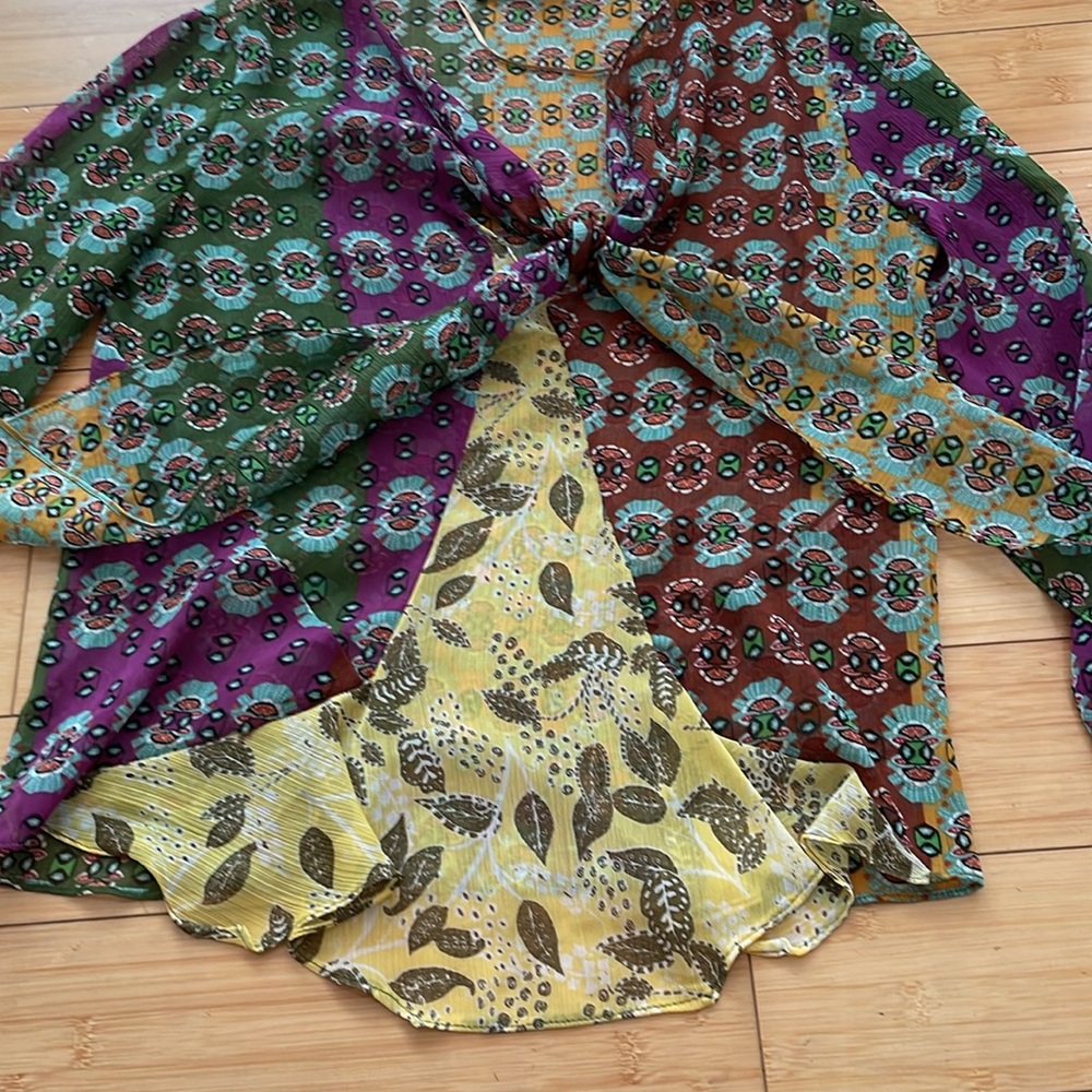 Zara Size S Multicolor Patterned Patchwork Women'… - image 5